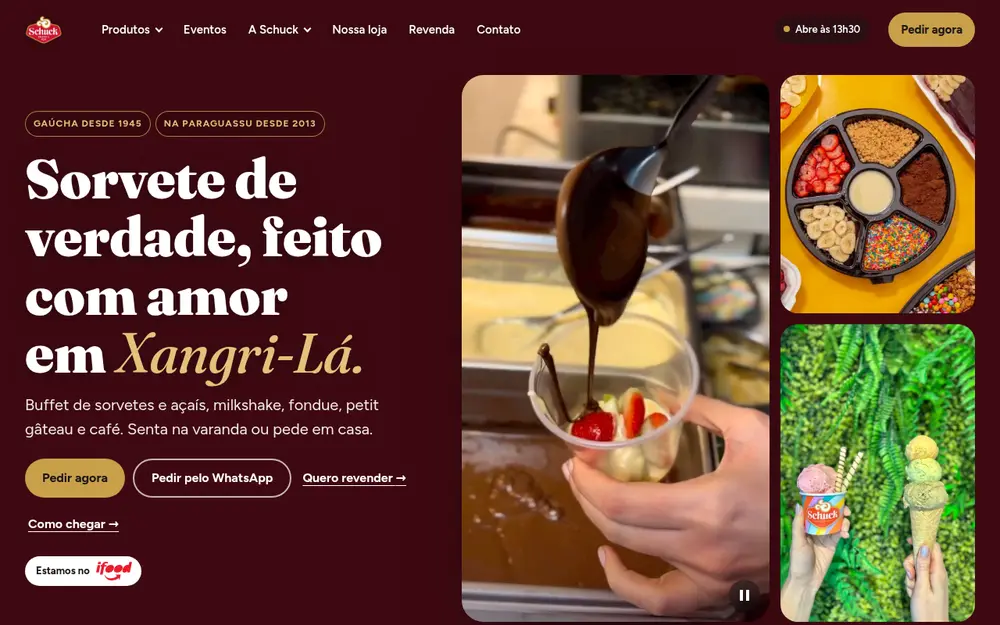 Site Schuck Gelato & Açaí
